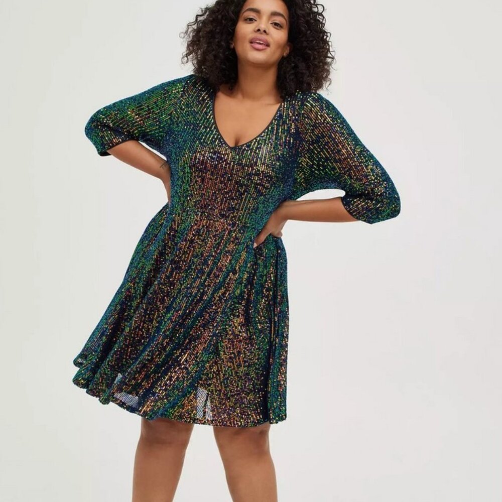 Torrid Mini Sequins Skater Dress Sz 2